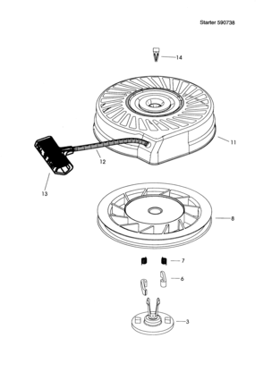 Starter 590738 Diagram and Parts List for 143994001  Craftsman Engine