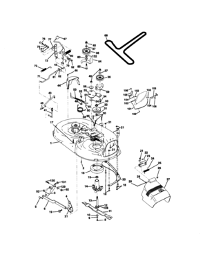 Mower Deck Diagram and Parts List for 917270643  Craftsman Lawn Tractor