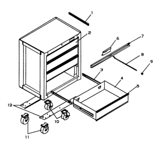 Tool Box Diagram and Parts List for 706596090  Craftsman Tool Stand & Cart