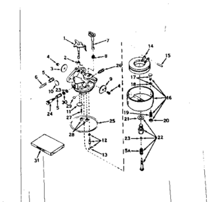 Carburetor Diagram and Parts List for 143566172  Craftsman Engine