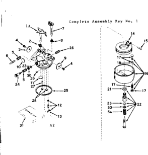 Carburetor Diagram and Parts List for 143716132  Craftsman Engine