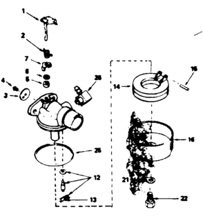 Carburetor No. Diagram and Parts List for 143324012  Craftsman Engine
