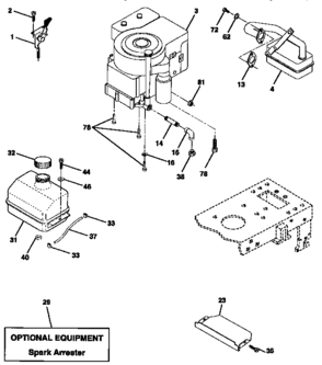 Engine Diagram and Parts List for 917270621  Craftsman Lawn Tractor