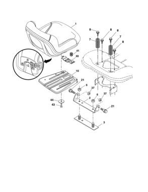 Seat Diagram and Parts List for 917986471  Craftsman Lawn Tractor