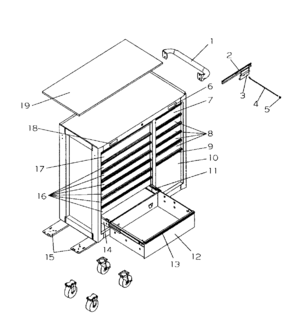 Toolbox Diagram and Parts List for 706597245  Craftsman Tool Stand & Cart