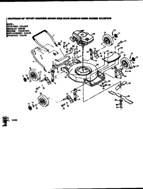 Replacement Parts Diagram and Parts List for 131921810  Craftsman Lawn Mower