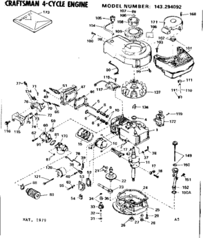 Engine Diagram and Parts List for 143294092  Craftsman Engine