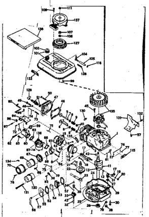 Basic Engine Diagram and Parts List for 143144032  Craftsman Engine