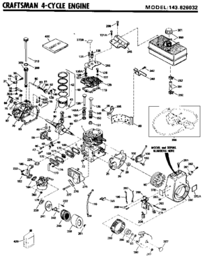 Craftsman 4-cycle Engine Diagram and Parts List for 143826032  Craftsman Engine