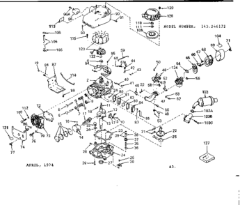 Engine Diagram and Parts List for 143246172  Craftsman Engine