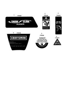 Decals Diagram and Parts List for 247887803  Craftsman Snow Blower