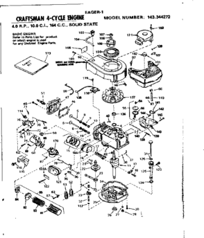 Replacement Parts Diagram and Parts List for 143344272  Craftsman Engine