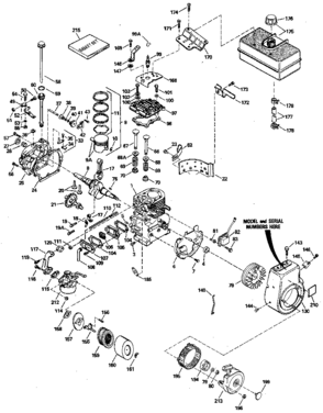 Replacement Parts Diagram and Parts List for 143796202  Craftsman Engine