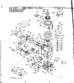 Replacement Parts Diagram and Parts List for 143255092  Craftsman Engine