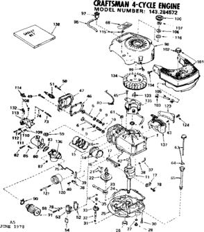 Replacement Parts Diagram and Parts List for 143284572  Craftsman Engine