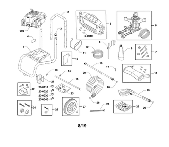 Main Unit Diagram and Parts List for CMXGWAS021021  Craftsman Pressure Washer