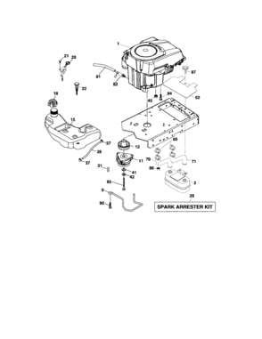 Engine Diagram and Parts List for 917276910  Craftsman Lawn Tractor