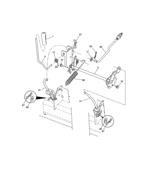 Lift Assembly Diagram and Parts List for 917273980  Craftsman Lawn Tractor
