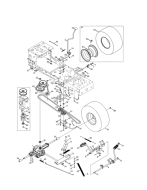 Transmission/wheel Assembly Diagram and Parts List for 247203742  Craftsman Lawn Tractor