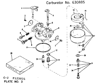 Carburetor Diagram and Parts List for 143125031  Craftsman Engine