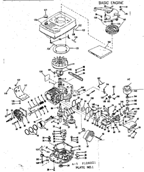 Basic Engine Diagram and Parts List for 143126021  Craftsman Engine