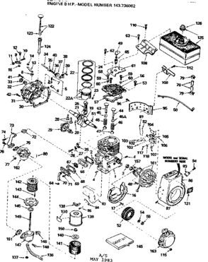 Replacement Parts Diagram and Parts List for 143736082  Craftsman Engine