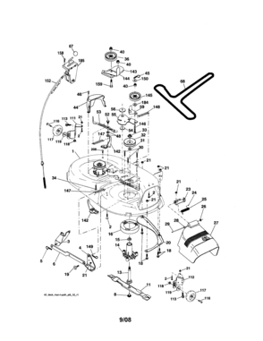 Mower Deck Diagram and Parts List for 917287073  Craftsman Lawn Tractor