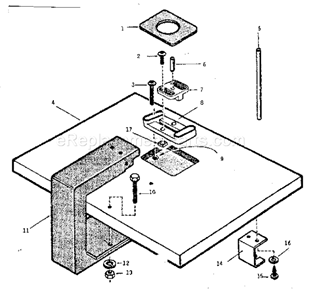 Work Surface Assembly Diagram and Parts List for 28525133  Craftsman Router