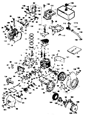 Basic Engine Diagram and Parts List for 143626302  Craftsman Engine