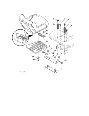 Seat Diagram and Parts List for 917250842  Craftsman Lawn Tractor