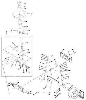 Steering Assembly Diagram and Parts List for 917258691  Craftsman Lawn Tractor