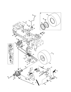 Transmission/wheel Assembly Diagram and Parts List for 247273740  Craftsman Lawn Tractor