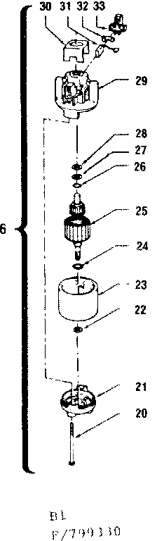 Motor Assembly Diagram and Parts List for 257799330  Craftsman Snow Blower
