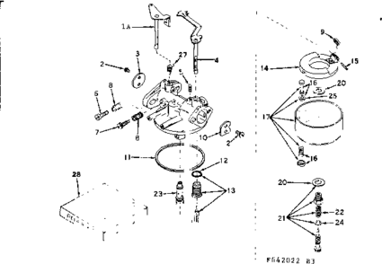 Carburetor Diagram and Parts List for 143642022  Craftsman Engine
