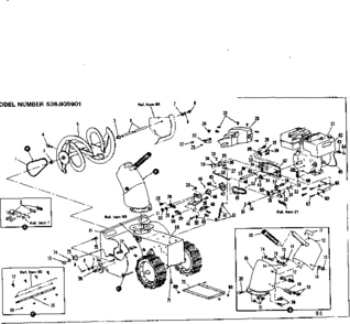 Engine Diagram and Parts List for 536905901  Craftsman Snow Blower