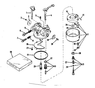 Carburetor No. 630939 Diagram and Parts List for 143534032  Craftsman Engine