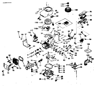 Basic Engine Diagram and Parts List for 143236062  Craftsman Engine