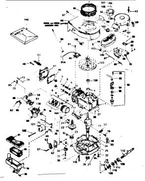 Engine Diagram and Parts List for 143364102  Craftsman Engine