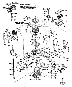 Engine Diagram and Parts List for 143356222  Craftsman Engine