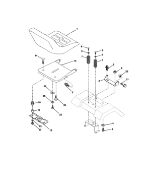 Seat Assembly Diagram and Parts List for 917252780  Craftsman Lawn Tractor