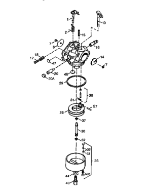 Carburetor 640054 (71/143) Diagram and Parts List for 143920-037  Craftsman Lawn Tractor