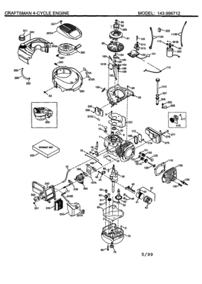 Craftsman 4-cycle Engine Diagram and Parts List for 143996712  Craftsman Engine
