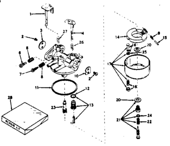 Carburetor Diagram and Parts List for 580323021  Craftsman Engine