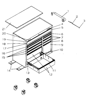 Tool Cart Diagram and Parts List for 70621181  Craftsman Tool Stand & Cart