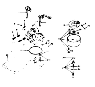 Carburetor Diagram and Parts List for 143636012  Craftsman Engine