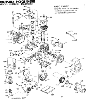 Replacement Parts Diagram and Parts List for 143666062  Craftsman Engine