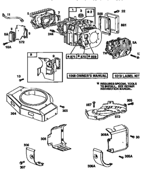 Engine 42a707-1625-01 (71/500) Diagram and Parts List for 917256661  Craftsman Lawn Tractor