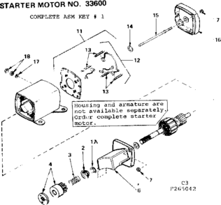 Starter Motor Diagram and Parts List for 143265042  Craftsman Engine