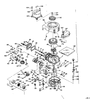 Basic Engine Diagram and Parts List for 143174162  Craftsman Engine