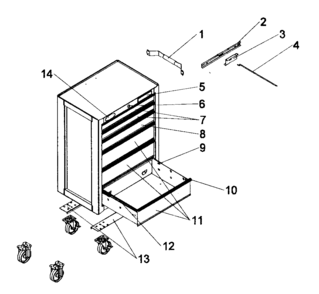 Cabinet Assy Diagram and Parts List for 706825820  Craftsman Tool Stand & Cart